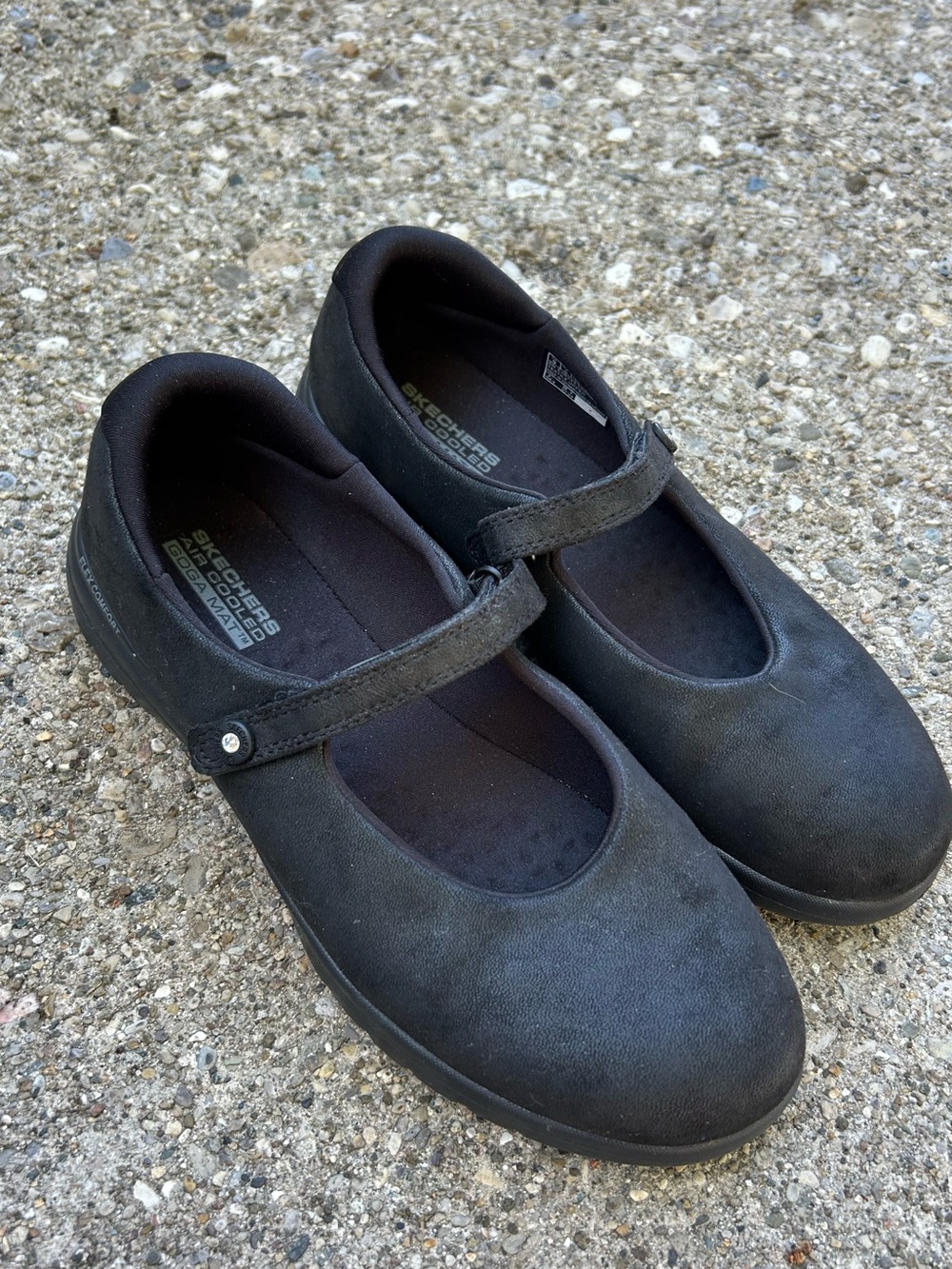 Skechers Black Mary Jane Casual Comfort Shoes Goga Mat Size 9